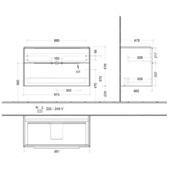 Villeroy & Boch Subway 3.0 Waschtischunterschrank 97,3 Cm, 2 Auszüge, Griffe Volcano Black, Mit LED-Licht -Badmöbel Verkäufe villeroy boch alle kollektionen subway 3 4529435
