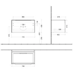 Villeroy & Boch Subway 3.0 Waschtischunterschrank 77,2 Cm, 1 Auszug, Griff Glänzend, Ohne LED-Licht -Badmöbel Verkäufe villeroy boch alle kollektionen subway 3 4529477
