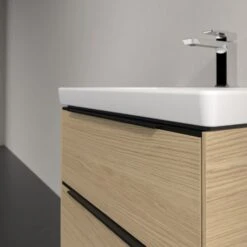 Villeroy & Boch Subway 3.0 Waschtischunterschrank 57,2 Cm, 2 Auszüge, Griffe Volcano Black, Ohne LED-Licht -Badmöbel Verkäufe villeroy boch alle kollektionen subway 3 9557537