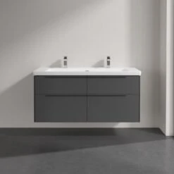 Villeroy & Boch Subway 3.0 Badmöbel-Set 130 Cm Mit Beleuchtung, Griff In Möbelfarbe, 4 Auszüge, WT Für 2 Armaturen