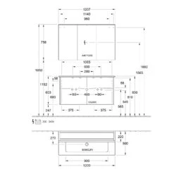 Villeroy & Boch Finero Waschtischunterschrank 120 Cm Mit Waschtisch Und Spiegelschrank, 4 Auszüge -Badmöbel Verkäufe villeroy boch badmoebel finero waschtischunterschrank mit 6155275