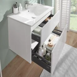 Villeroy & Boch Finero Waschtischunterschrank 80 Cm Mit Waschtisch Und Spiegelschrank, 2 Auszüge -Badmöbel Verkäufe villeroy boch badmoebel finero waschtischunterschrank mit 6155419