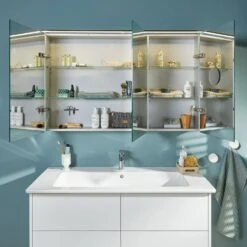 Villeroy & Boch Finero Waschtischunterschrank 130 Cm Mit Doppelwaschtisch Und Spiegelschrank, 4 Auszüge -Badmöbel Verkäufe villeroy boch badmoebel finero waschtischunterschrank mit 6156364